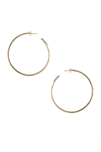 Joolz By Martha Calvo Thin Pave Hoop Earrings In Metallic Gold.