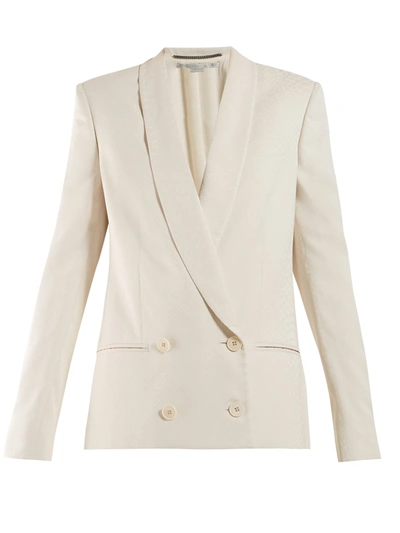 Stella Mccartney Double-breasted Croc-effect Satin-jacquard Blazer In Ivory