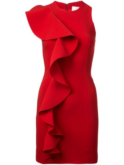 Cinq À Sept Kimberlin Sleeveless Crepe Ruffle Mini Dress In Red