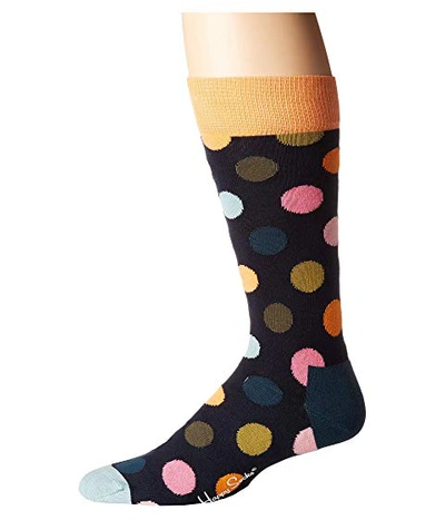 Happy Socks Big Dot Socks In Navy/orange/teal