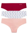 Calvin Klein Invisibles Thongs, Set Of 3 In Maggie/diamonds/lillet