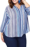 Nydj Blouse In Landscape Stripe Peacoat