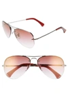 Ray Ban Highstreet 59mm Semi Rimless Aviator Sunglasses - Silver/ Bordeaux Gradient