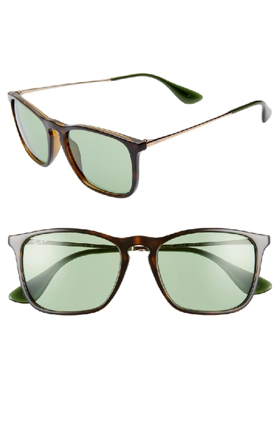 Ray Ban Youngster 54mm Square Keyhole Sunglasses - Tortoise/ Green Solid In Tortoise/ Green Solid