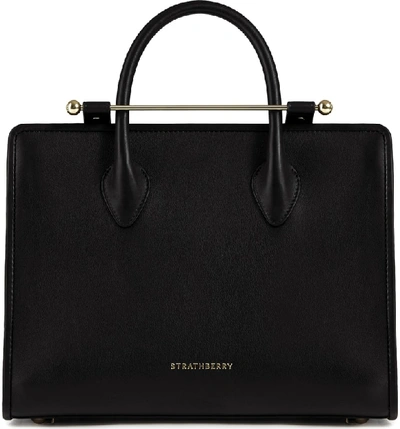 Strathberry Midi Leather Tote - Black In Black