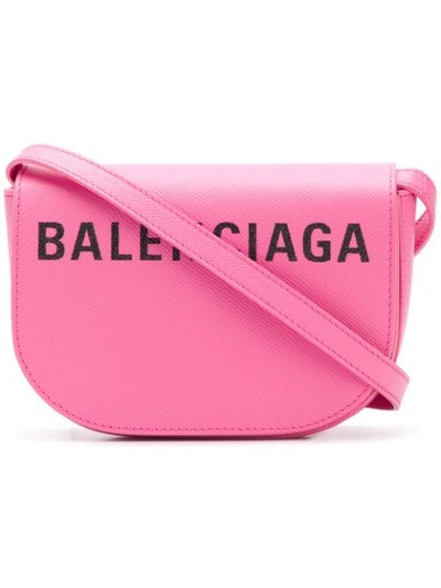 Balenciaga Ville Day Xs Aj Printed Textured-leather Shoulder Bag In Pink/black