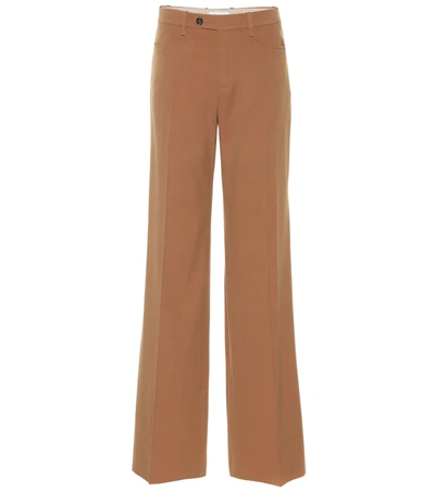 Chloé High-rise Wool Grain-de-poudre Wide-leg Trousers In Brown