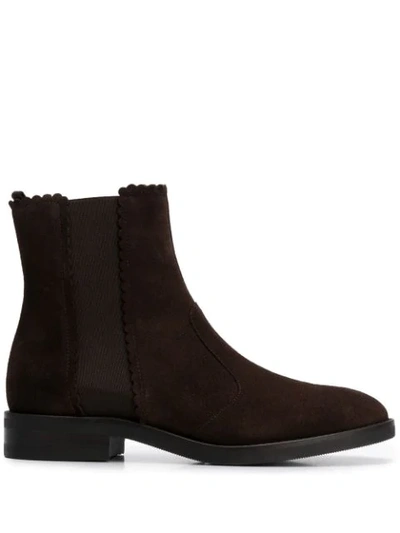 See By Chloé Scalloped Leather Chelsea Boots In Black