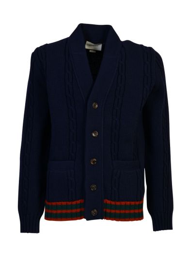 Gucci Wool Cardigan In Blue | ModeSens