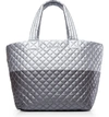 Mz Wallace Large Metro Tote In Tin/ Steel Metallic