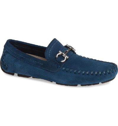 Ferragamo Parigi Bit Driving Moccasin In Petrol Petrol