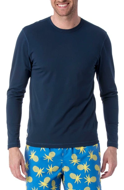 Tom & Teddy Long Sleeve Stretch Rashguard In Deep Blue