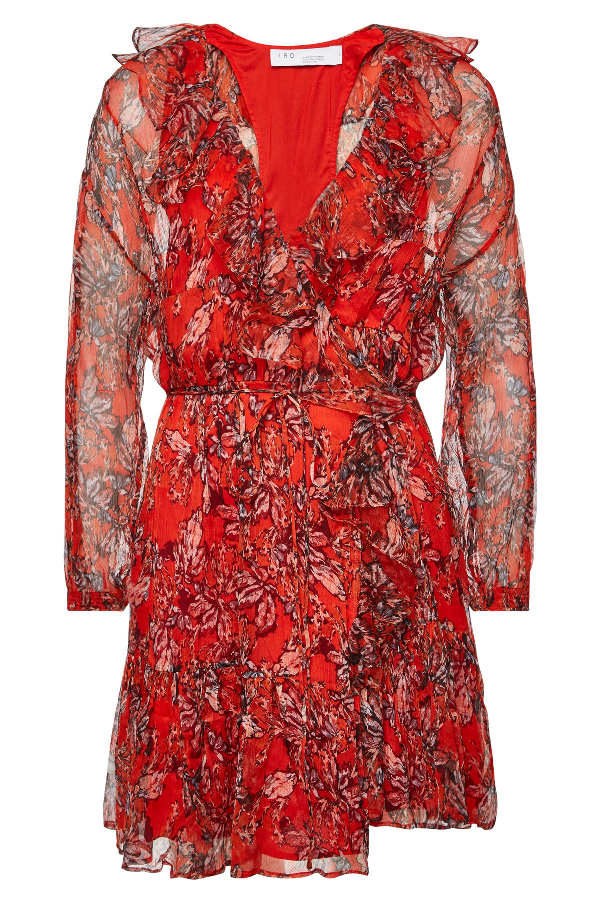 Iro Pacify Floral Wrap Dress In Red | ModeSens