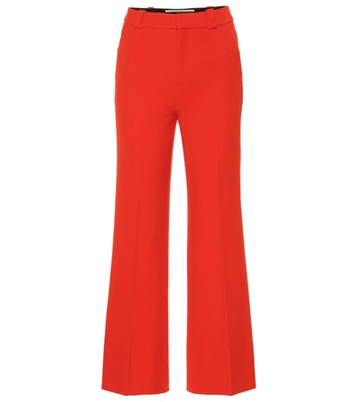 Roland Mouret Pleated Wool-crepe Wide-leg Pants In Red