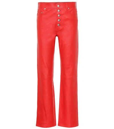 Joseph High-rise Leather Bootcut Pants In Red