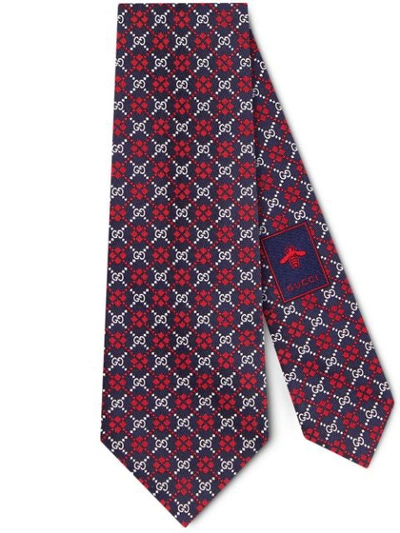 Gucci 7cm Logo-jacquard Silk Tie In Blue