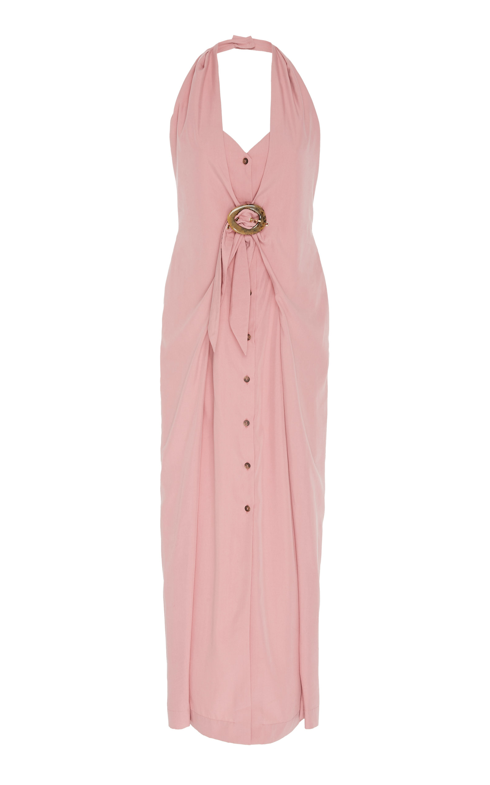 Nanushka Liya Halter Cupro Maxi Dress In Pink | ModeSens