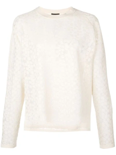 Akris Daisy Silk-wool Blend Knit Pullover In White
