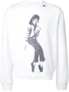 Off-white Mj Cotton Crewneck Sweatshirt In Black/white