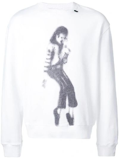 Off-white Mj Cotton Crewneck Sweatshirt In Black/white