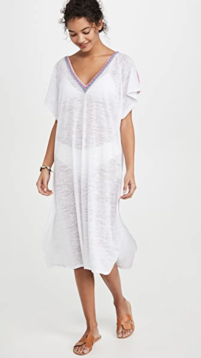 Pitusa Inca-trimmed V-back Dress In White