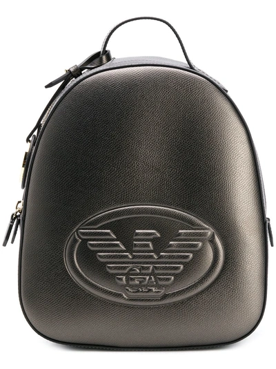 Emporio Armani Metal Saffiano Faux Leather Backpack In  Giallo
