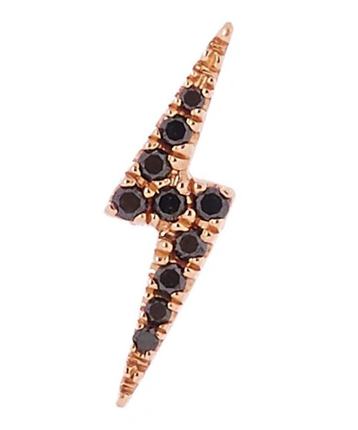 Maria Tash 18ct Black Diamond Lightning Bolt Single Threaded Stud Earring In Rose Gold