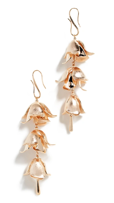 Zimmermann Orchid Bud Drop Earrings In Champagne Gold