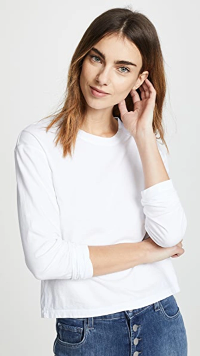 James Perse Vintage Boxy Long Sleeve Tee In White