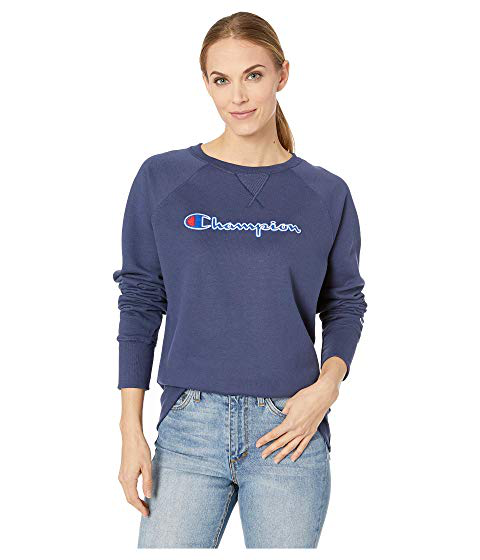Champion Womens Powerblend/¿ Fleece Boyfriend Crew Applique Y07461