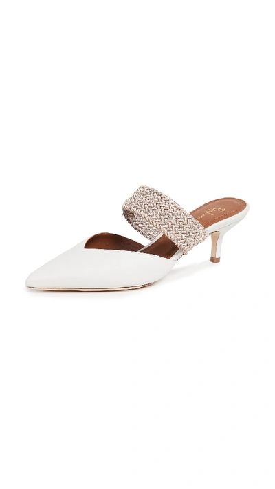 Malone Souliers Maisie 45 Cord-trimmed Leather Mules In Cream