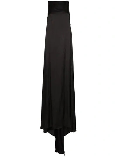 Ann Demeulemeester Long Silk Satin Dress In Black