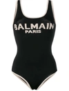 Balmain Logo Intarsia Linen-blend Bodysuit In Black