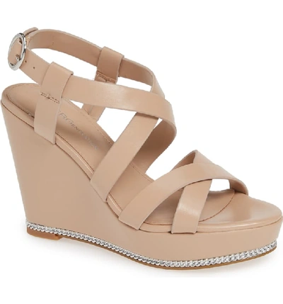 Bcbg Janice Wedge Sandal In Shell Leather