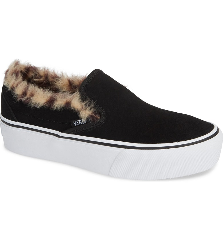 platform vans with fur