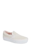 Vans Classic Faux Fur Slip-on Platform Sneaker In True White/ Pink