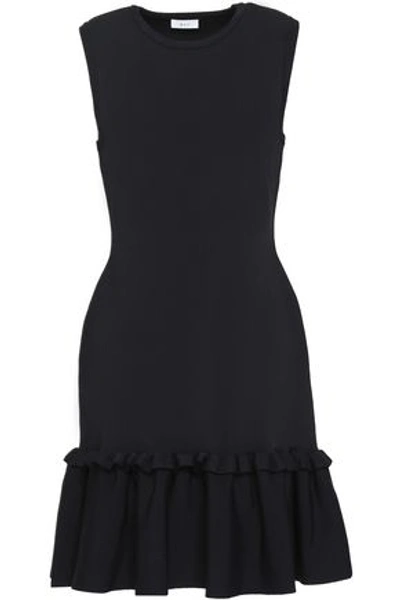 A.l.c Klimer Ruffle-trimmed Stretch-ponte Mini Dress In Black