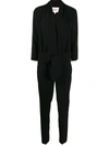 Ba&sh Wrap-effect Gathered Velvet Jumpsuit In Black