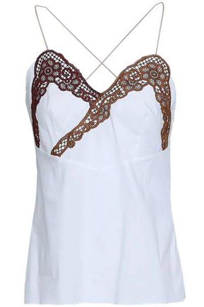 Marco De Vincenzo Woman Macramé-trimmed Stretch-cotton Poplin Camisole White