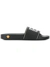 Versace 10mm Rubber Logo Slide Sandals In Black