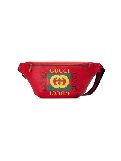 Gucci Red Leather Logo Cross Body Belt Bag