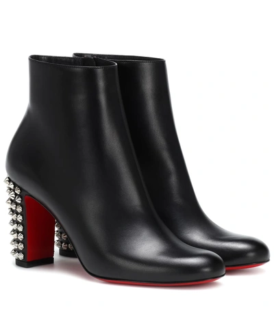 Christian Louboutin Suzi Folk 85 Spiked Leather Ankle Boots In Black