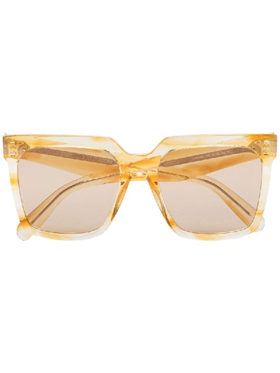 Celine Eyewear Gold Tone Square Cat Eye Sunglasses In Yellow & Orange
