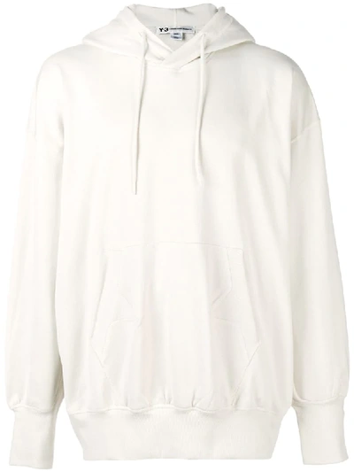 Y-3 Logo Printed Cotton Hoodie In Nude & Neutrals