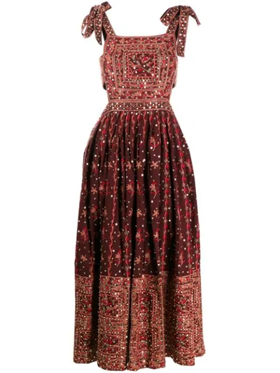 Ulla Johnson Nasya Embroidered Linen-cotton Blend Maxi Dress In Red