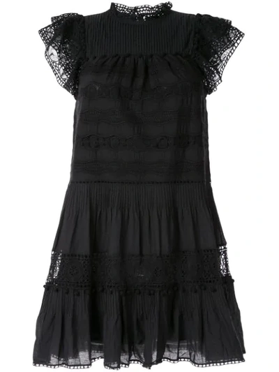Ulla Johnson Nora Lace Detailed Cotton Dress In Black