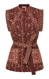 Ulla Johnson Indira Embroidered Linen-cotton Blend Vest In Burgundy