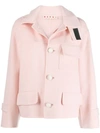 Marni Oversized Virgin Wool Coat With Detachable Hood In Pink