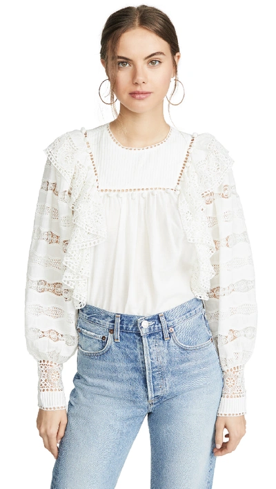 Ulla Johnson Lily Eyelet Cotton-blend Top In Blanc