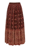 Ulla Johnson Aisha Embroidered Linen-cotton Blend Maxi Skirt In Burgundy